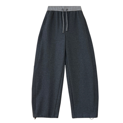 加绒运动卫裤女冬季休闲百搭高腰撞色加厚保暖直筒束脚两穿弯刀裤