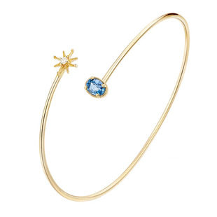 CIRCLE珠宝星月夜系列天然海蓝宝9K金真钻彩宝手链星空宝石手镯女