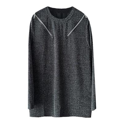 个性亮闪银线 大码女装胖mm25年秋冬季新款显瘦前胸拉链长袖T恤