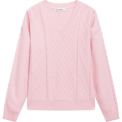 播V领针织衫女春季新款休闲宽松短款内搭坑条毛衣DDQ4SD5461