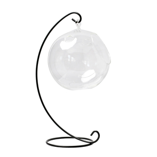 侧双孔口悬挂吊瓶透明平底球形玻璃花瓶微景观多肉植物盆支架器皿