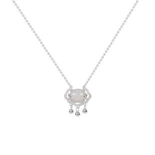 999足银和田玉平安锁纯银项链女款高级感轻奢小众送女友生日礼物