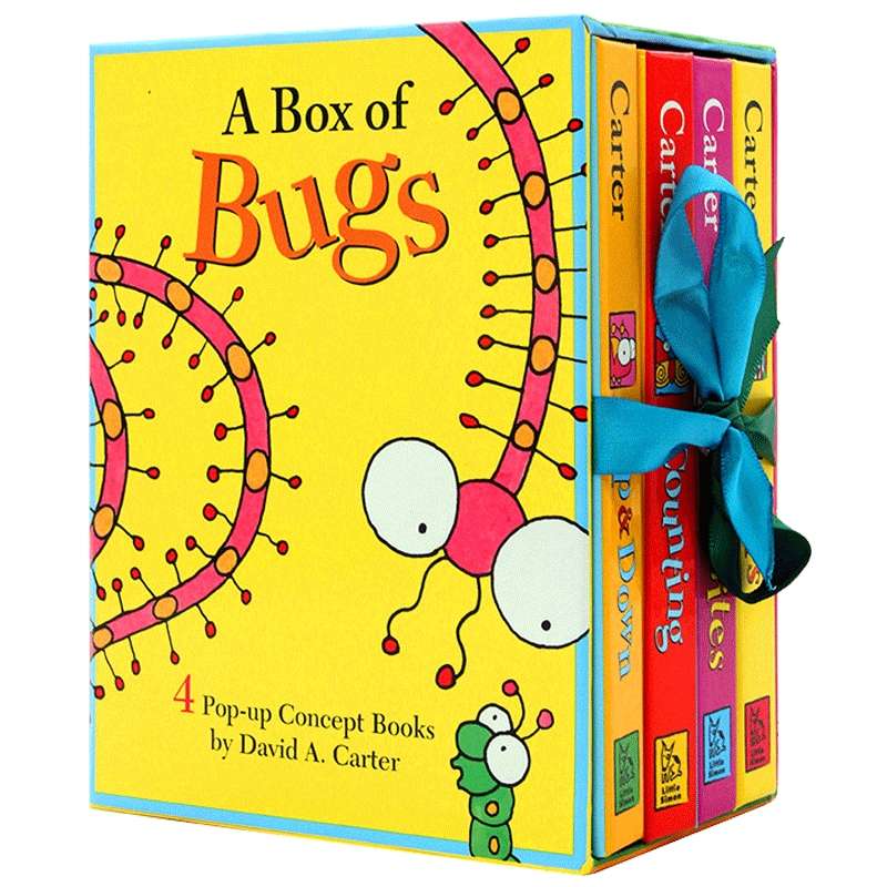 一盒子虫子英文原版 4册立体书 A Box of Bugs 4 Pop-up Concept Books昆虫颜色数字词汇认知儿童启蒙绘本 进口英语书籍正版英文版