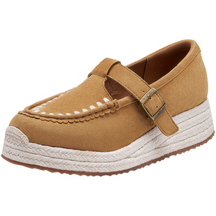 快乐玛丽渔夫鞋女2026春季新款小羊皮厚底乐福鞋一脚蹬懒人单鞋