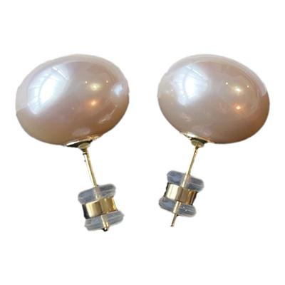 轻奢小众施家馒头粉光珍珠耳钉女