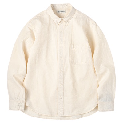 NATIVEWELL不规则条纹提花肌理长绒棉水洗长袖衬衫button down