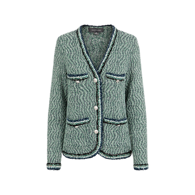 MARYLING香草绿粗花呢针织开衫