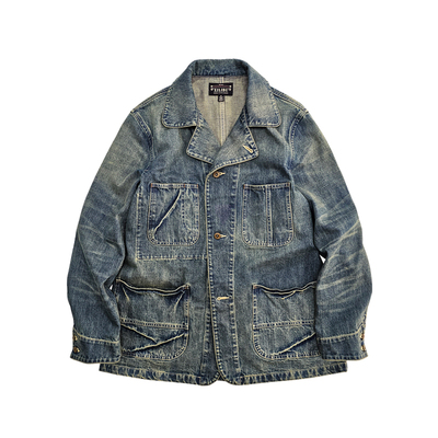 西里布美式复古牛工装仔西服夹克