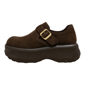 厚底勃肯鞋女2026新款春季加绒棉鞋复古百搭皮鞋增高面包乐福鞋子