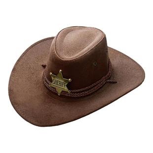 西部牛仔 复古治安官警长帽子男女骑马旅游钓鱼遮阳防晒露营帽