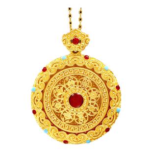 【搭万能链】诗普琳 黄金足金999古法灵转八宝罗盘女珐琅吊坠项链