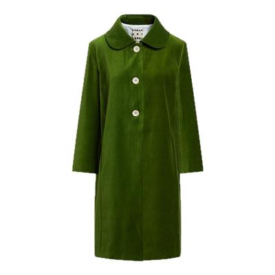 圆领大衣平绒过膝可爱草绿色
