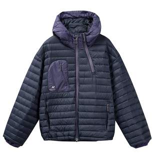 漫渡户外运动短款羽绒服女连帽拼接轻量防风小个子排骨白鸭绒外套