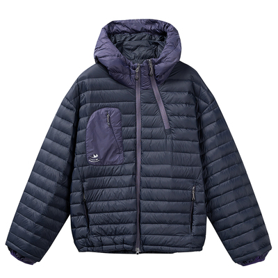 户外运动风短款90绒连帽羽绒服