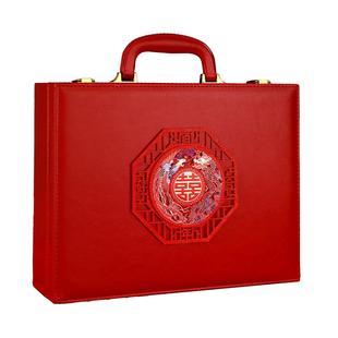 彩礼钱盒子订婚现金礼金箱红色皮质结婚提亲聘礼盒子装现金20万元