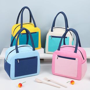 拼色午餐袋保温袋阳离子饭盒手提包带饭铝箔加厚防水饭盒午餐包