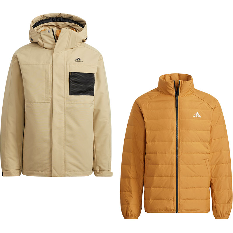 Adidas/阿迪达斯正品2021男子三合一冲锋衣羽绒服套装H20771