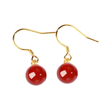宫里上新正品天然红玛瑙耳环