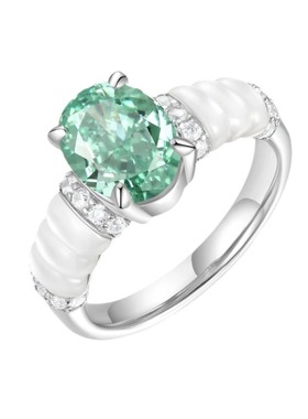 2024现货轻珠宝天然白贝帕拉伊巴色钻戒925银精致百搭戒指