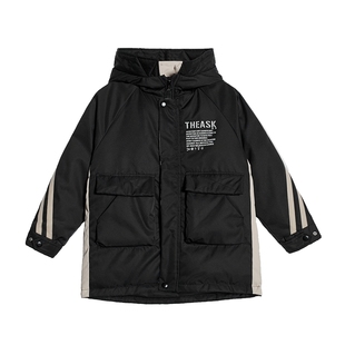 ask 男童冬装羽绒服冬季中长款加厚外套帅气棉服白鸭绒新款