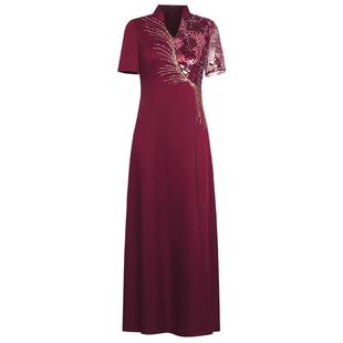 创意狐敬酒服新娘高级感红色答谢宴礼服晚宴会主持人长款连衣裙女