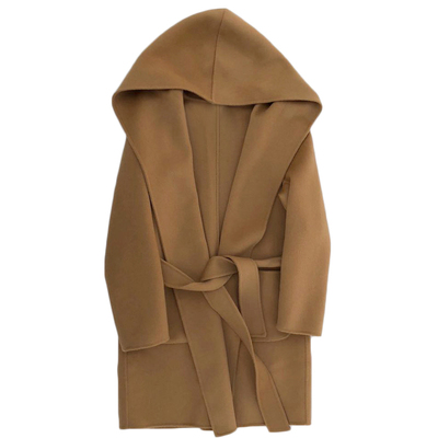 超赞双面羊绒浴袍式连帽大衣定制