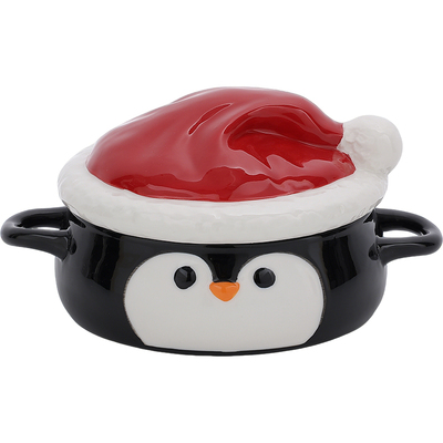 cookzone可爱陶瓷企鹅带盖泡面碗