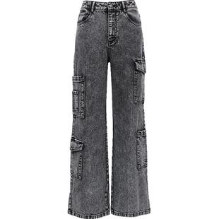 Vero Moda奥莱牛仔裤女2025秋季新款商场同款磨白多口袋工装裤子