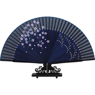 古风折扇旗袍走秀新款舞蹈专用古典女丝绸携带折叠扇子小竹扇随身