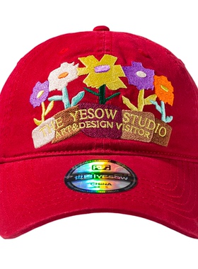 yesow也兽 小众设计 甜酷风 重工花朵刺绣棒球帽女千禧辣妹鸭舌帽