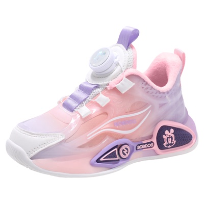 巴布豆女童加绒二棉运动鞋新款