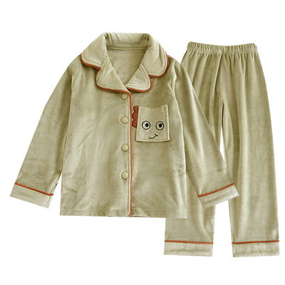 儿童秋冬加厚保暖海岛绒睡衣套