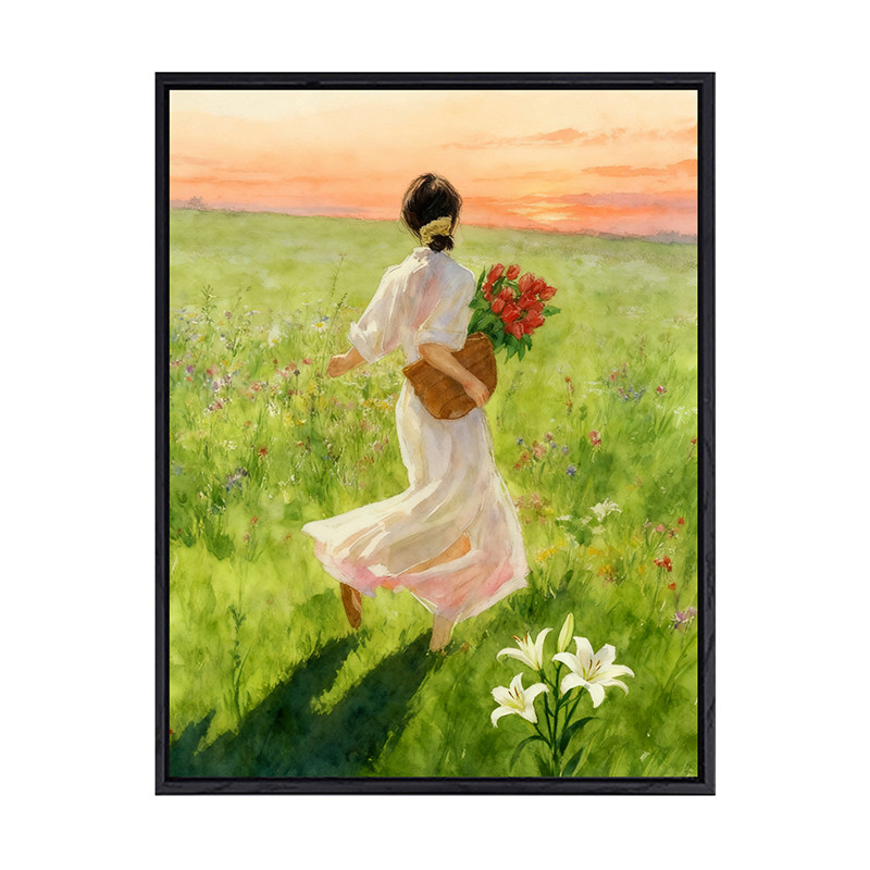 自由少女数字油画diy填充油彩画