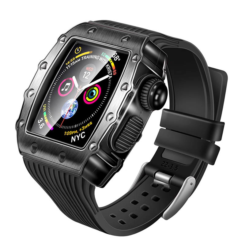 适用AppleWatch8表带金属表壳苹果Ultra硅胶改装SE理查德iwatch40/44/41/45/49mm高级保护套壳Watch7壳膜一体