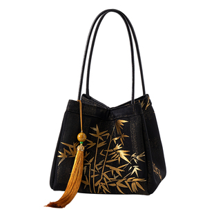 上海故事2026年国风宋锦香云纱真丝手提包端午送长辈妈妈礼物