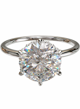 壹钻18K金圆形主石围镶光晕戒指