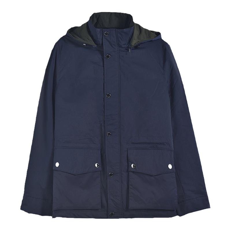 伦敦雾撞色立领可脱帽中款棉服男