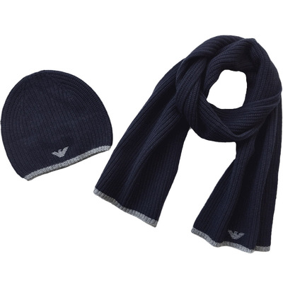 Armani/阿玛尼 EA系列新款男女同款羊毛围巾帽子两件套8N1451