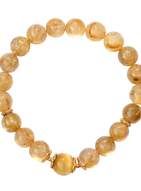 天然金发晶钛晶手串顺发维纳斯金虎眼石好运手链喜土水晶女普琳丝