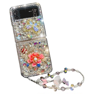 Butterfly Petals Luxury Case for Samsung Flip 7 6 5 4 3 FE Rose Peony flowers Rhinestone Bees Cover