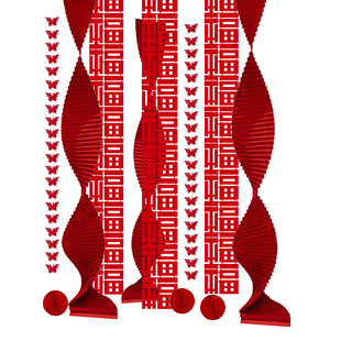 新年装饰品马年长条福字条幅挂饰蝴蝶串2026春节气氛过年客厅布置