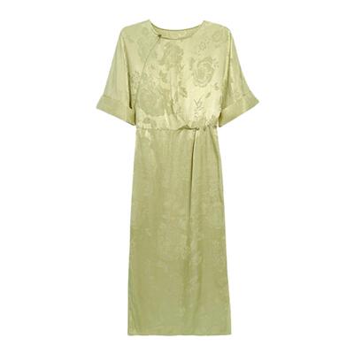 人丝提花连衣裙高腰JKJS