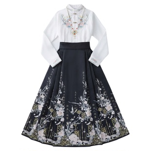 容华集新款女童马面裙套装儿童汉服刺绣加绒上衣新中式中国风唐装