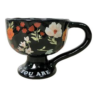 复古高颜值高脚杯ins风小众花茶咖啡杯陶瓷马克杯女生生日伴手礼