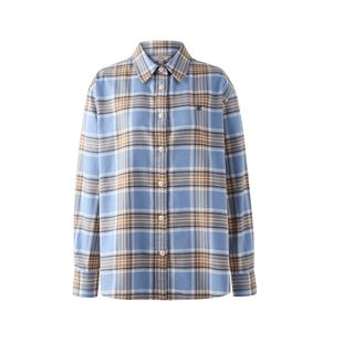 【100%棉】Eland衣恋衬衫女休闲宽松翻领撞色上衣2025冬季新款