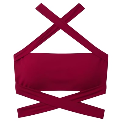 交叉挂脖绑带性感裹胸上衣