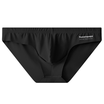 TOMATOPAPA男士三角内裤低腰半包臀丝滑绸缎凉感高弹无痕性感底裤