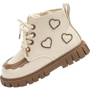 巴拉巴拉童鞋儿童马丁靴女童复古时尚靴子拉链款秋冬鞋子爱心甜美