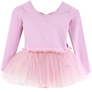 新款舞蹈服儿童女春秋芭蕾舞裙女童长袖练功服中国舞服纱裙演出服