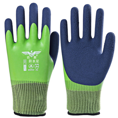 百胜防水星手套全挂满挂双层胶耐磨耐用防水防滑耐低温卖鱼机械